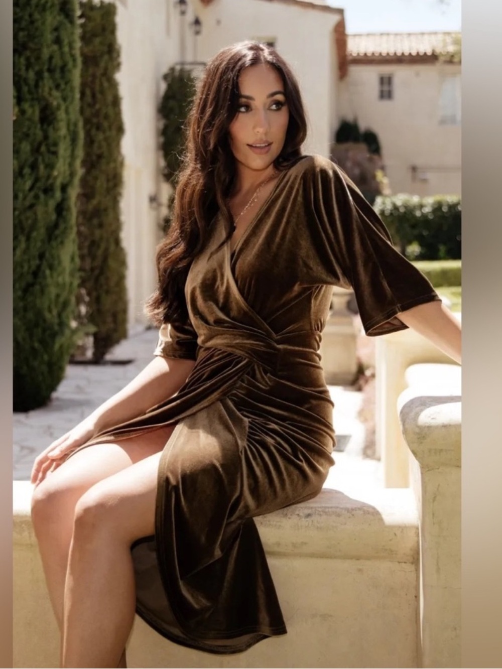 Baltic Born Brown Velvet Midi Dress